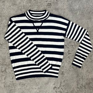 Madewell Mock Neck Sweater • Women’s XS • White/Navy Stripes